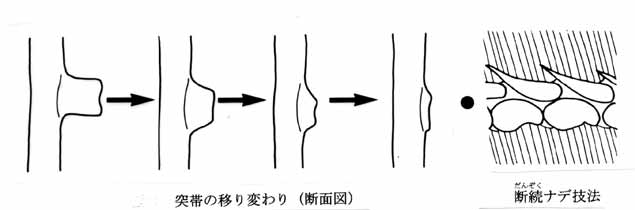 円筒埴輪突帯の変遷模式図