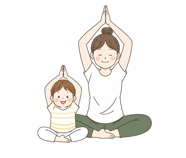 親子でヨガのポーズ