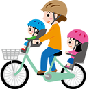 自転車に乗る親子のイラスト