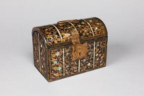 Western-style chest with a floral maki-e and mother-of-pearl inlay design