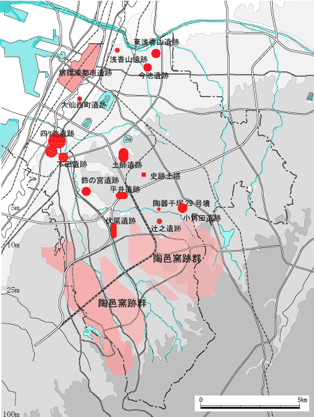 堺の遺跡紹介の地図