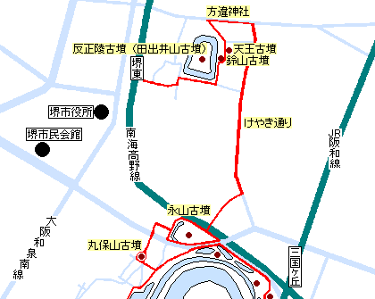 反正天皇陵古墳（田出井山古墳）の地図