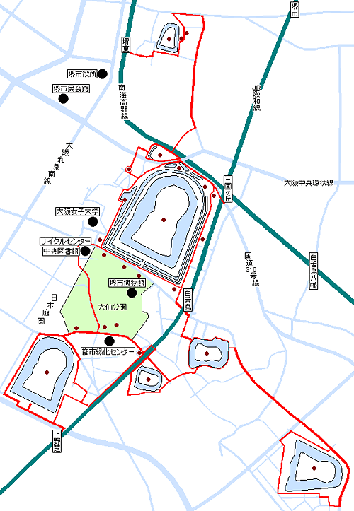 百舌鳥古墳群の地図