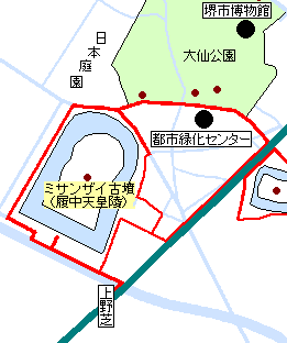 履中天皇陵古墳（石津ヶ丘古墳）の地図