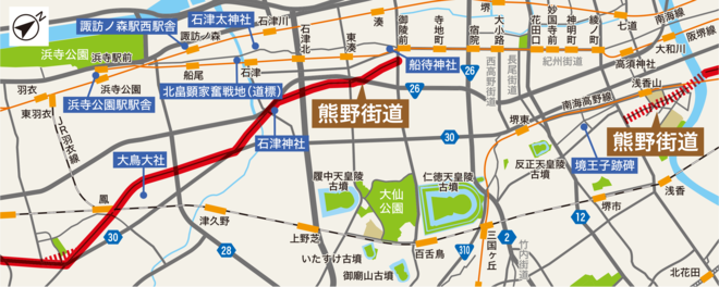 熊野街道（小栗街道）の地図