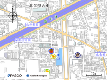 美原余部郵便局の地図画像