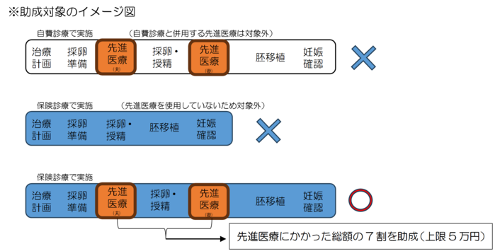 保険診療で実施された不妊治療と合わせて実施された先進医療費が対象となります。