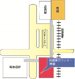 図書館カウンター堺東地図