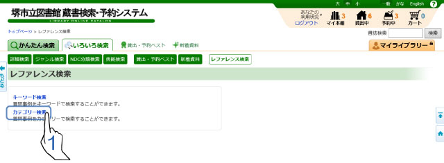 レファレンス検索画面　カテゴリー検索