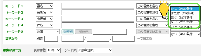 検索条件をどのように掛け合わせるかを指定