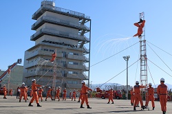三連はしご演技の様子