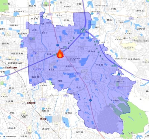 放火発生マップ　美原区