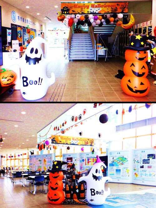 堺市総合防災センターのハロウィンイベントの館内の様子
