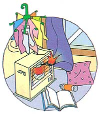 ストーブの周りに燃えるものを置かない