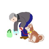 愛犬のふんを拾うイラスト