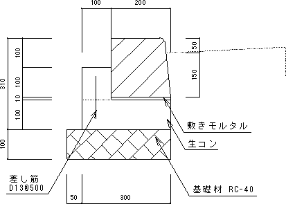 歩車道境界工 C（3種および1、2種インタ－ロッキングブロック舗装用）の図
