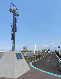 整備されたサイクルライン（堺区築港八幡町付近）