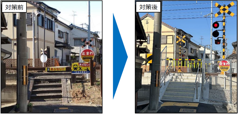 石津2号踏切道　前後写真