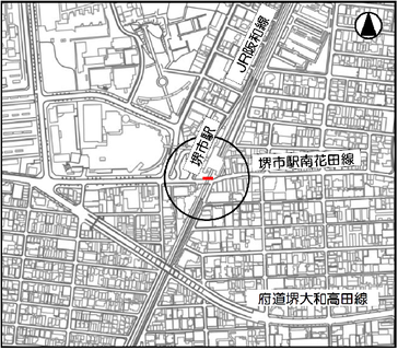 JR阪和線　金岡南一踏切道　位置図