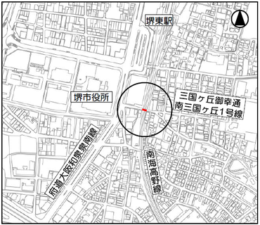 南海高野線　堺東2号踏切道　位置図