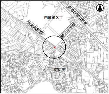 南海高野線　白鷺3号踏切道　位置図