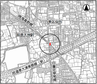 南海高野線　萩原天神2号踏切道　位置図