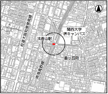 南海高野線　浅香山1号踏切道　位置図