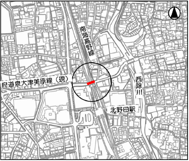 南海高野線　萩原天神10号踏切道　位置図