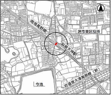 南海高野線　初芝8号踏切道　位置図