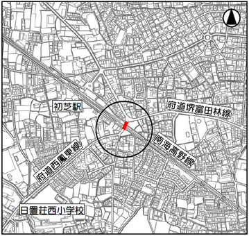 初芝1号踏切道　位置図
