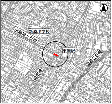 東湊1号踏切道　位置図