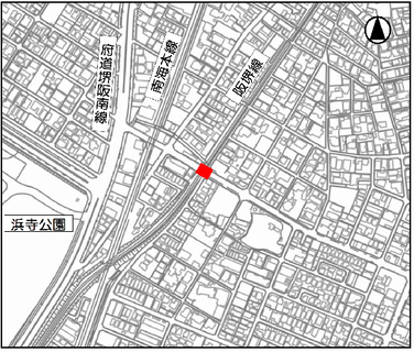 阪堺線　船尾5号踏切道　位置図