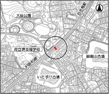 阪堺線　百舌鳥南二踏切道　位置図