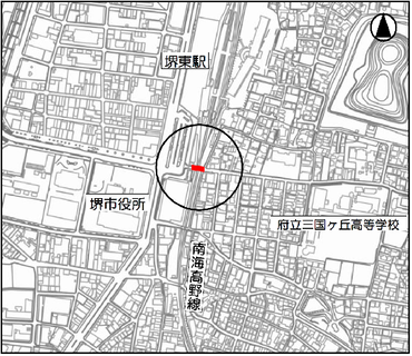 南海高野線　堺東1号踏切道　位置図
