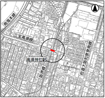 大和川3号踏切道　位置図
