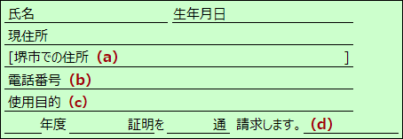 申請書の文書の例の画像