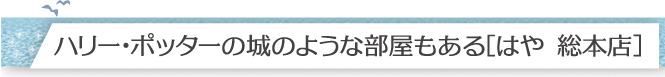 ハリー・ポッターのような城のような部屋もある［はや　総本店］