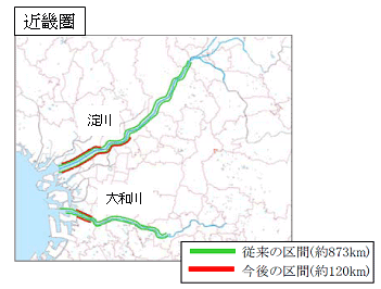 近畿圏の高規格堤防整備区間図