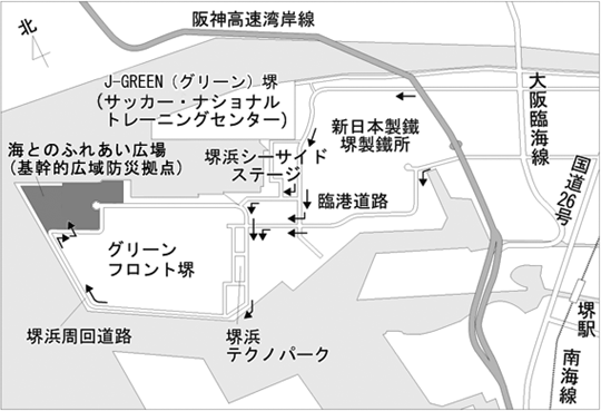 海とのふれあい広場アクセスの地図