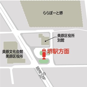 美原区役所前バス停位置
