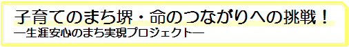 子育てのまち堺・命のつながりへの挑戦！―生涯安心のまち実現プロジェクト―