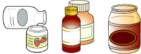 飲食料類・調味料類・酒類などのびんのイラスト