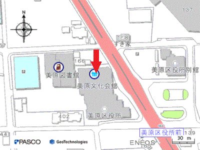 美原文化会館付近地図